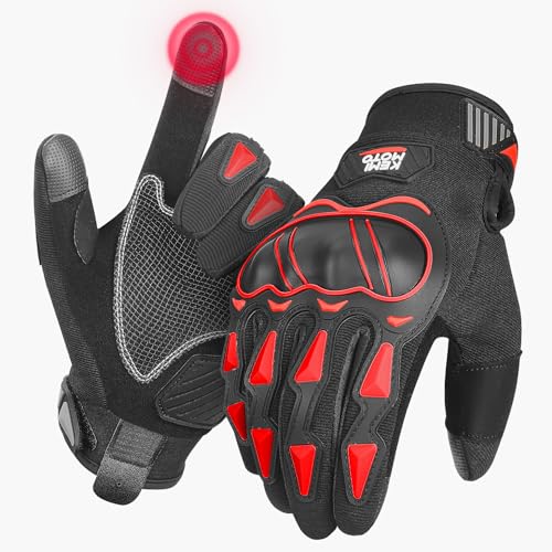 KEMIMOTO Motorradhandschuhe Herren, Motorrad Handschuhe mit Hartem Knöchelschutz, 2 Finger Touchscreen, Atmungsaktive Sporthandschuhe für Mountainbike, Fahrrad Roller, Motorcross, Klettern von KEMIMOTO