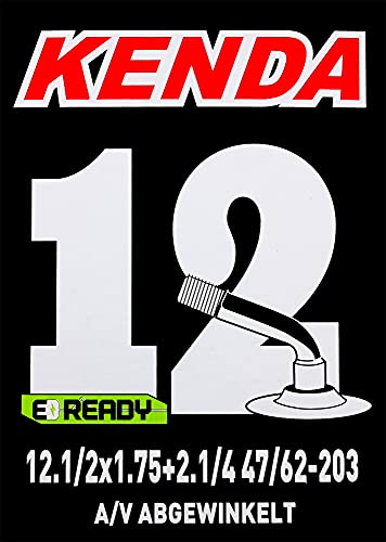 Kenda Unisex – Erwachsene Universalschlauch 12" (47/62-203) 12.5x1.75-2.25, AV 45° abgewinkelt, formgeheizt, schwarz von KENDA