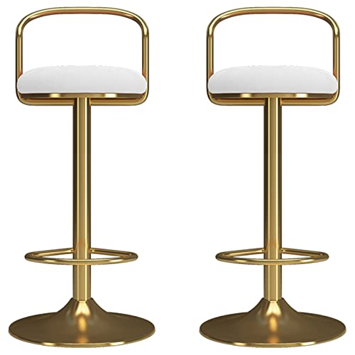 Barhocker-Set mit 2 Stück, verstellbarer Stuhl mit drehbarer Rückenlehne, goldener Fußstütze und runder Basis, Barhocker für den Kücheninsel-Essbereich für den Schönheitssalon zu Hause (Größe: 45–60 von KENGRA