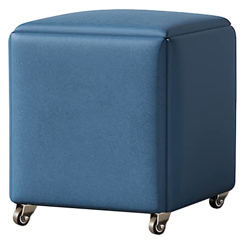 KENGRA Aufbewahrungshocker, 5-in-1-Magic Cube, stapelbarer Nesthocker mit beweglichen Rollen, Küchensofa-Schminkstuhl, weicher Sitz und Metallrahmen (Größe: 35 x 35 x 35 cm, Farbe: Blau) wwyy von KENGRA