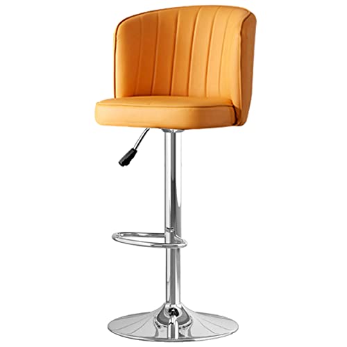 KENGRA Barhocker aus Metall, um 360° drehbarer Stuhl mit Rückenlehne, Empfangs-Barhocker für Wohnmöbel, Ledersitz und Pedalfuß, höhenverstellbar 60–80 cm (Farbe: Orange) wwyy von KENGRA