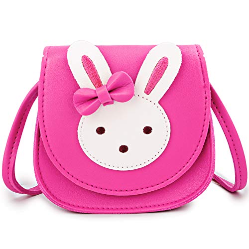 KEREDA Kinder Umhängetasche Mädchen, Niedlicher Hase CrossBody Bag, PU Leder Prinzessin Mini Taschen für Kinder Mädchen 2-10 Jahre von KEREDA