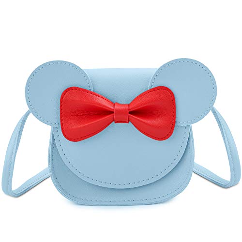 KEREDA kleine Mädchen Tasche Geldbeutel Prinzessin Mini Tasche mit Bogen niedlich Maus Ohren Bogen Crossbody Bag Blau Maus von KEREDA