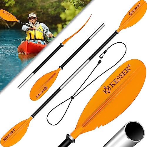 KESSER® Paddle Doppelpaddel - 4-teilig für Kanu Kayak SUP Stand-Up Paddling Board Stechpaddel, 228cm Aluminum Super Leicht für Schlauchboot, Stand Up Paddel Kajakfahren Surfboard Boot, Orange von KESSER