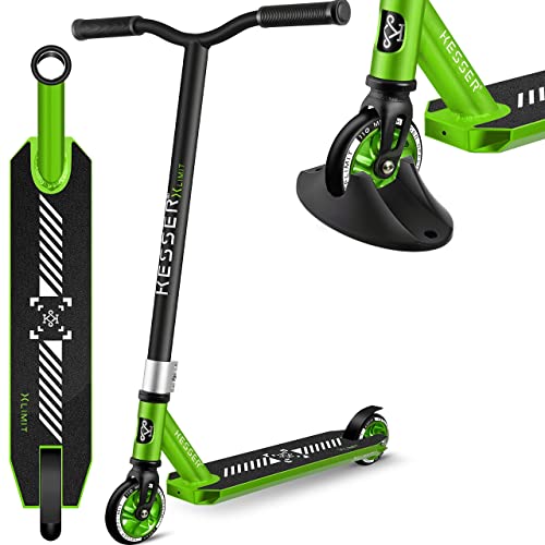 KESSER® Stunt Scooter X-Limit-Pro 360° Lenkung Funscooter Stuntscooter mit Ständer ABEC 9 Kugellagern, 110mm PU Räder, Kickscooter Tretroller Cityroller Trick Roller für Kinder Erwachsene Green von KESSER