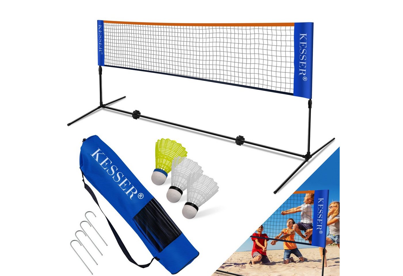 KESSER Badmintonnetz, Badmintonnetz, Tennisnetz 300cm 400cm 500 cm Federball von KESSER