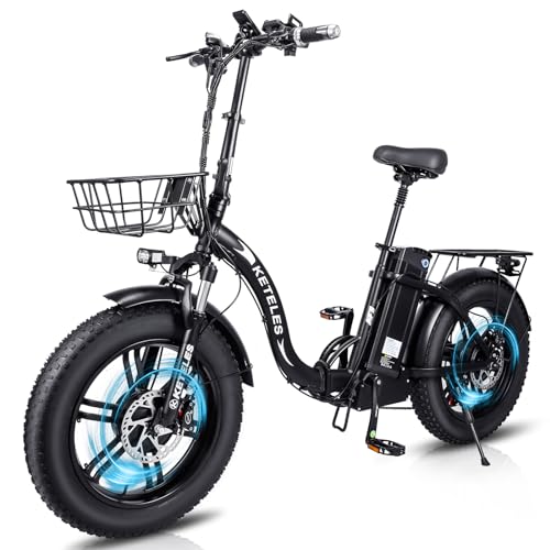 KETELES Klapprad E Bike mit Doppelmotor, 20"×4.0 Elektro Cityräder Faltbar, 48V 23Ah E-Bike Erwachsene, Elektrofahrrad für Herren und Damen, Hydraulische Scheibenbremsen (Schwarz) von KETELES