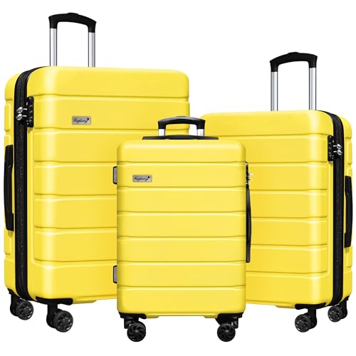 KEYTANG Explorer Leichter Hartschalen-Koffer, erweiterbar, mit TSA-Schloss, Gelb, 3-teiliges Set, gelb, 3 Piece Set, Explorer Leichter Hartschalen-Koffer, erweiterbar, mit TSA-Schloss von KEYTANG