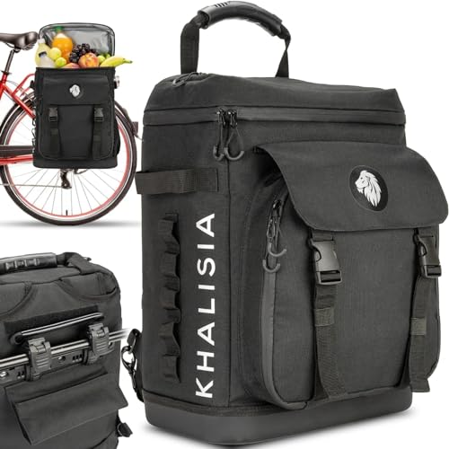 KHALISIA Kühltasche - Fahrradtasche hinten einsetzbar als Gepäckträgertasche - Fahrradrucksack 25L - Lunchtasche mit Picknickfach- Der perfekte Kühlrucksack für Fahrradtouren, Camping etc. von KHALISIA