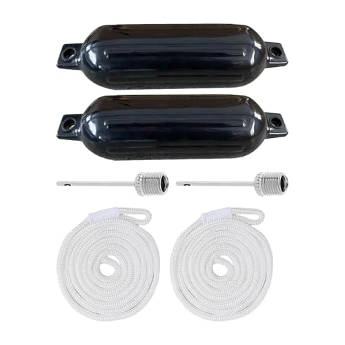 KHASCBNF Boot Fender Mit 2 Seilen Boot Fender Stoßstangen Aufblasbare Marine Boot Stoßstange for Ponton Yacht Schnellboot Fischerboote für Boote(Black) von KHASCBNF