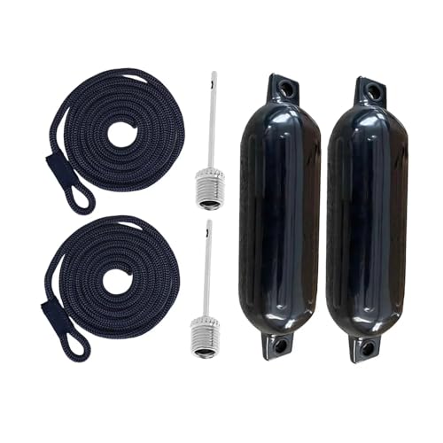 KHASCBNF Boot Fender Mit 2 Seilen Boot Fender Stoßstangen Aufblasbare Marine Boot Stoßstange for Ponton Yacht Schnellboot Fischerboote für Boote(Black1) von KHASCBNF