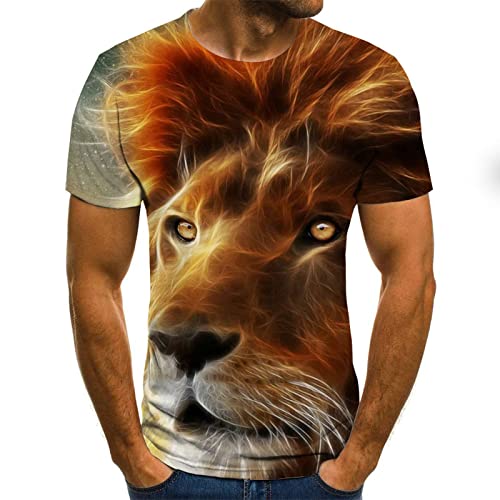 KHDSTYLK Abstraktes Löwe-Sommer-Männer-T-Shirt-Oberteil 3D gedrucktes Kurzarm-Tier-beiläufiges Rundhals-Hemd Streetwear von KHDSTYLK