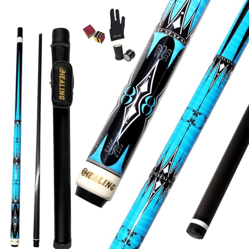 KHEALING Billardqueue aus Kohlefaser, Spielqueue mit 11,8 mm Kopf, 1/2 Profi-Billardqueue, 147,7 cm mit 8-Zahn-Anschluss, für Billard-Enthusiasten von KHEALING