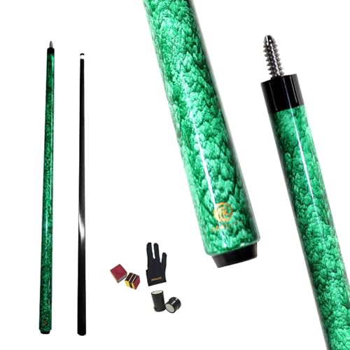 OKHEALING Billardqueue Carbon T700 Kohlefaser 142 cm XTC 12 mm Spitze Billardzubehör 1/2 Gelenk, handgefertigt, gerade für 8-Ball/9-Ball, 510 - 567 g, Grün von KHEALING