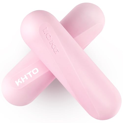 KHTO Silikon-Hanteln, 1 kg, Handgewicht, für Damen, Set mit 2 rosa Eisen-Hanteln für Zuhause, Fitnessstudio, Workout-Begleiter, rollsicher, rutschfest, sechseckige Form von KHTO