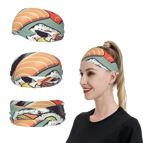 SweatBands Sport-Stirnbänder für Herren und Damen, Sushi-Stirnband, Schweißbänder zum Laufen, feuchtigkeitsableitend, rutschfest, elastisch, Schweißband für Tennis, Basketball von KHiry