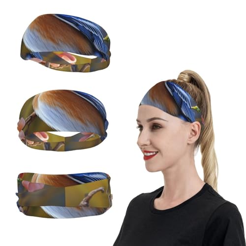 SweatBands Sport-Stirnbänder für Männer und Frauen, Eastern Bluebird, Schweißbänder zum Laufen, feuchtigkeitsableitend, Haarbänder, rutschfestes, elastisches Schweißband für Tennis, Basketball von KHiry