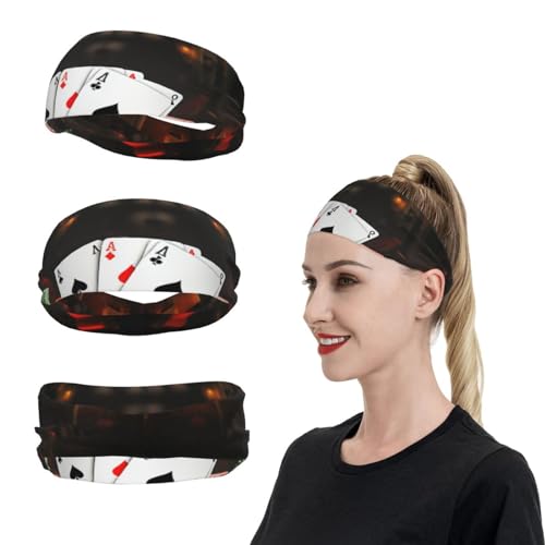 SweatBands Sport-Stirnbänder für Männer und Frauen, Poker-Turnier-Stirnband, Schweißbänder zum Laufen, feuchtigkeitsableitend, Haarbänder, rutschfestes, elastisches Schweißband für Tennis, Basketball von KHiry