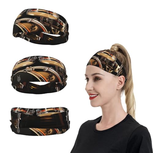 SweatBands Sport-Stirnbänder für Männer und Frauen, Schlagzeug-Set, Stirnband, Schweißbänder zum Laufen, feuchtigkeitsableitend, Haarbänder, rutschfestes, elastisches Schweißband für Tennis, von KHiry