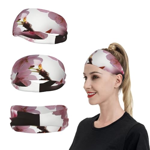 SweatBands Sport-Stirnbänder für Männer und Frauen, verführerisches Kirschblüten-Stirnband, Schweißbänder zum Laufen, Feuchtigkeitstransport, Haarbänder, rutschfestes, elastisches Schweißband für von KHiry