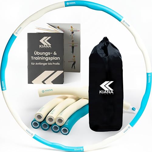 KIANA SPORTS® Hula Hoop Reifen Erwachsene inkl. Tasche und Übungsplan [1,5 kg] - Stabiler Hoola Hoop aus Deutscher Entwicklung - Hullahub Reifen zum Abnehmen - Gymnastikreifen mit Wellen von KIANA SPORTS