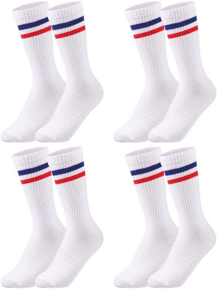 KIKI ABS-Socken Sportsocken, 4 Paar Soft Baumwollsocken 2 Stripes Retro Laufsocken von KIKI