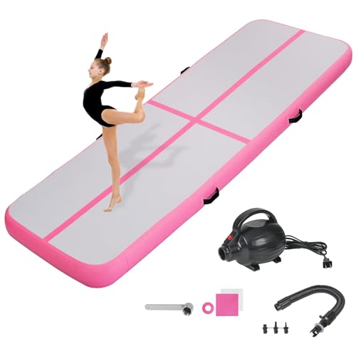 KIKILIVE 10CM Hoch Gymnastikmatte Tumbling Matte, 4M Aufblasbar Gymnastik Track Matte Air Turnmatte mit Luftpumpe Aufblasbare Sportmatte für Fitness/Outdoor/Yoga/Training usw von KIKILIVE