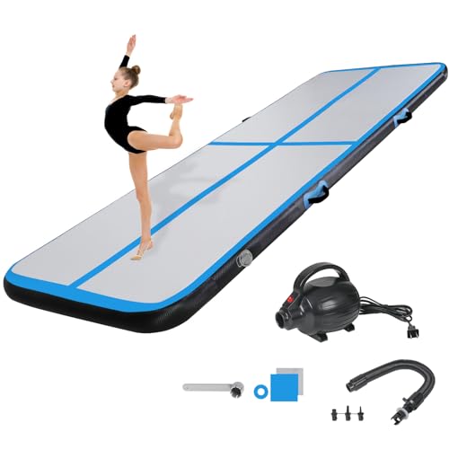 KIKILIVE 20CM Hoch Gymnastikmatte Tumbling Matte, 4M Aufblasbar Gymnastik Track Matte Air Turnmatte mit Luftpumpe Aufblasbare Sportmatte für Fitness/Outdoor/Yoga/Training usw von KIKILIVE