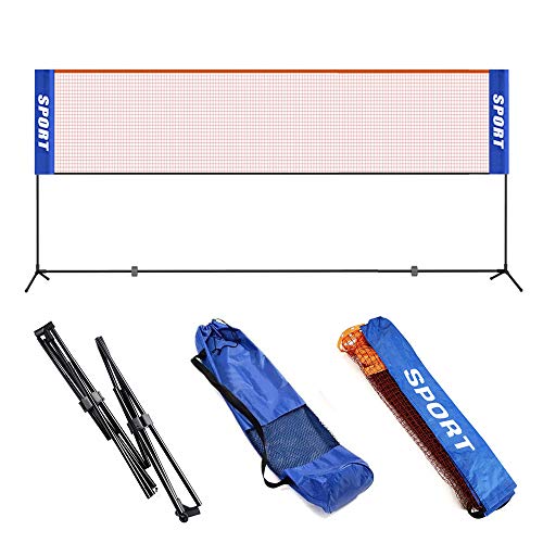 Badmintonnetz Badminton Netz mit Stand-Tragetasche, Tennisnetz 3.1m/4.1m/5.1m/6.1m Tragbares Volleyball faltbares Federballnetz Outdoor Trainingsnetz von KIKILIVE