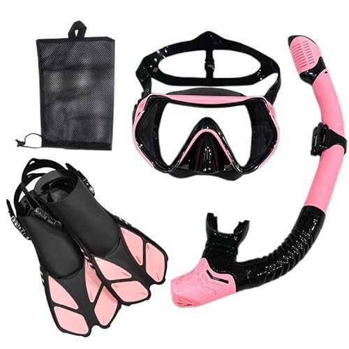 Schnorchel-Tauchmaske und Tauchbrille, Tauch- und Schwimmschlauch-Set for Erwachsene, Unisex (Color : Pink Black, Size : L/XL) von KIKYKUBBLETASW