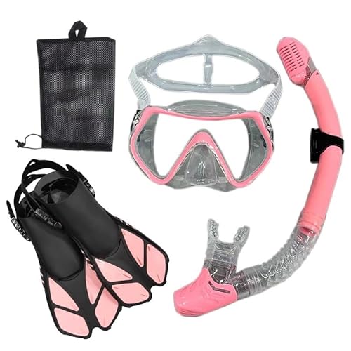Schnorchel-Tauchmaske und Tauchbrille, Tauch- und Schwimmschlauch-Set for Erwachsene, Unisex (Color : Pink Transparent, Size : L/XL) von KIKYKUBBLETASW