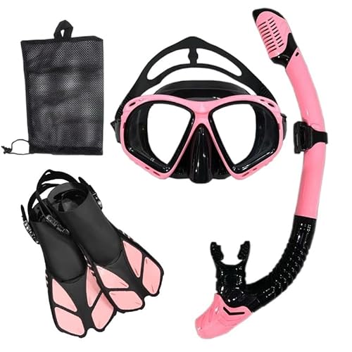 Schnorchel-Tauchmaske und Tauchbrille, Tauch- und Schwimmschlauch-Set for Erwachsene, Unisex (Color : Red and Black, Size : L/XL) von KIKYKUBBLETASW
