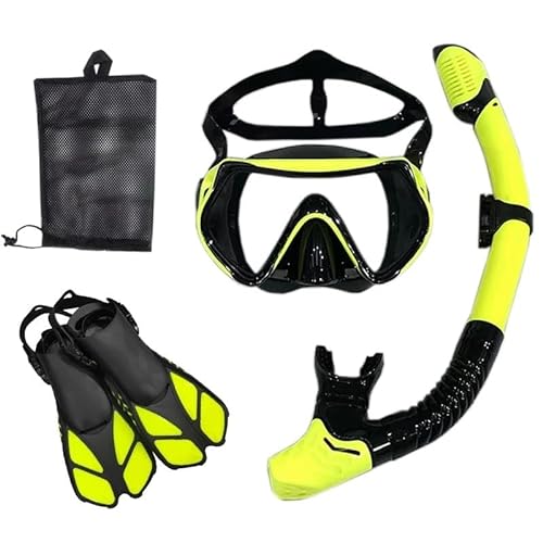 Schnorchel-Tauchmaske und Tauchbrille, Tauch- und Schwimmschlauch-Set for Erwachsene, Unisex (Color : White and black-02, Size : L/XL) von KIKYKUBBLETASW
