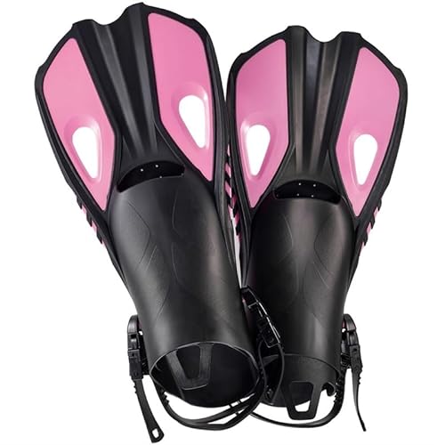 Schnorchelflossen Schwimmflossen Kurze Tauchflossen Entenflossen Verstellbare Silikon-Reiseschuhgröße ( Color : Pink , Size : L/XL ) von KIKYKUBBLETASW