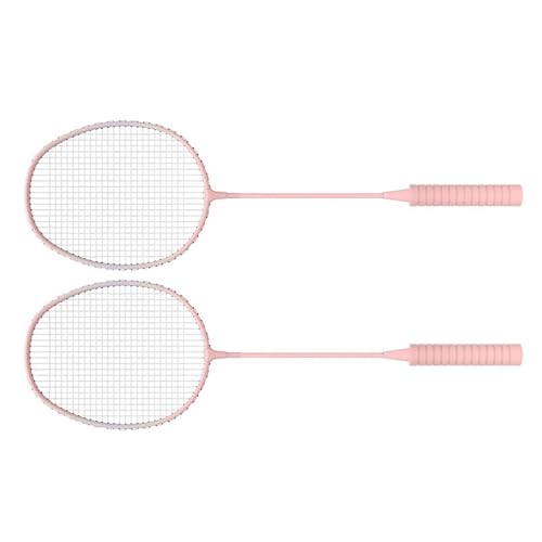 Badmintonschläger-Set für Professionelles Freizeitspiel. Enthält 2 Leichte Badmintonschläger, 3 Robuste Nylon-Federbälle und 1 Praktische Tragetasche für Bequemen Transport (PINK) von KIMISS
