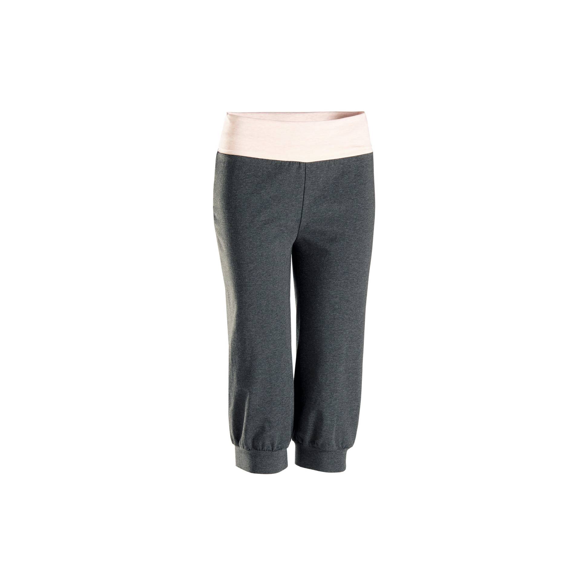 3/4 Hose Damen Yoga Baumwolle Ecodesign -grau/rosa von KIMJALY