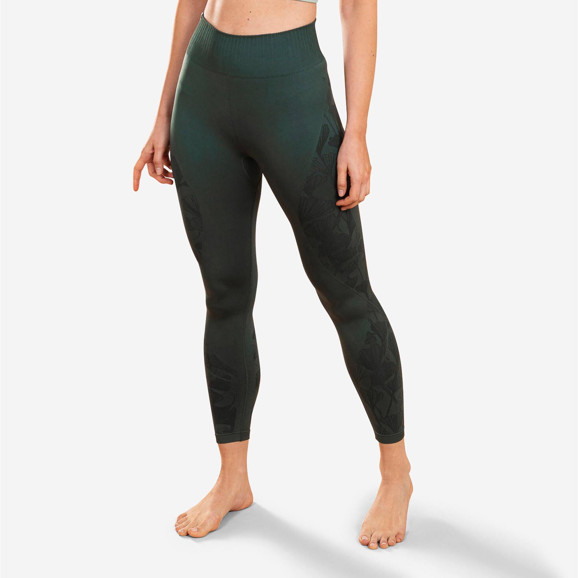 7/8-Leggings dynamisches Yoga Damen nahtlos - dunkelgrün von KIMJALY
