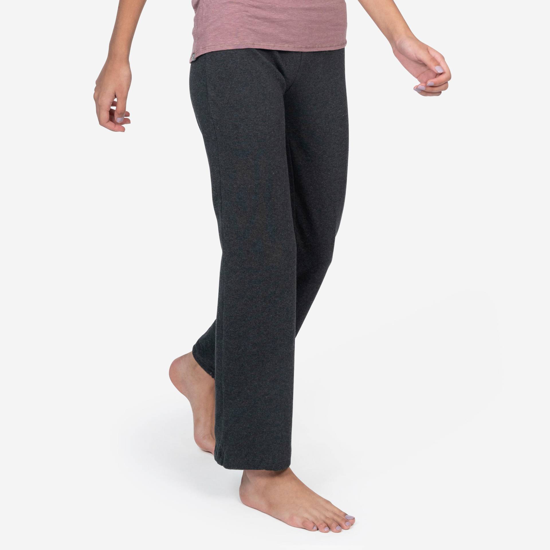 Yogahose aus umweltbewusst hergestellter Baumwolle Damen grau/rosa von KIMJALY