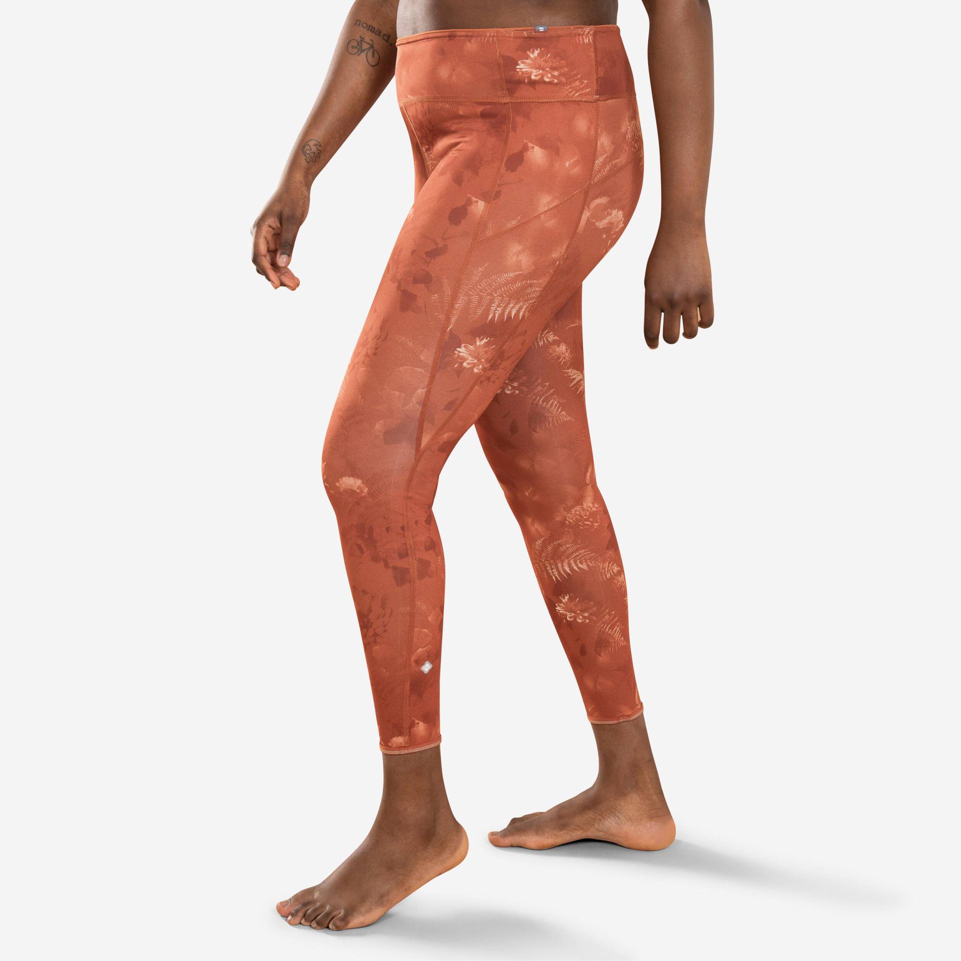 Leggings dynamisches Yoga Damen wendbar ‒ uni/braun/orange bedruckt von KIMJALY