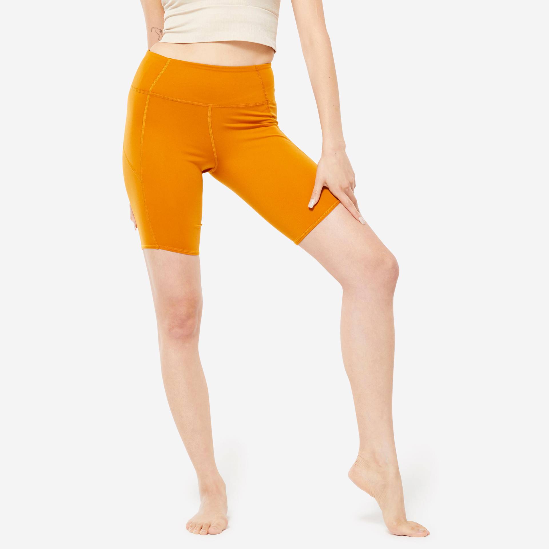 Radlerhose dynamisches Yoga Damen - ocker von KIMJALY