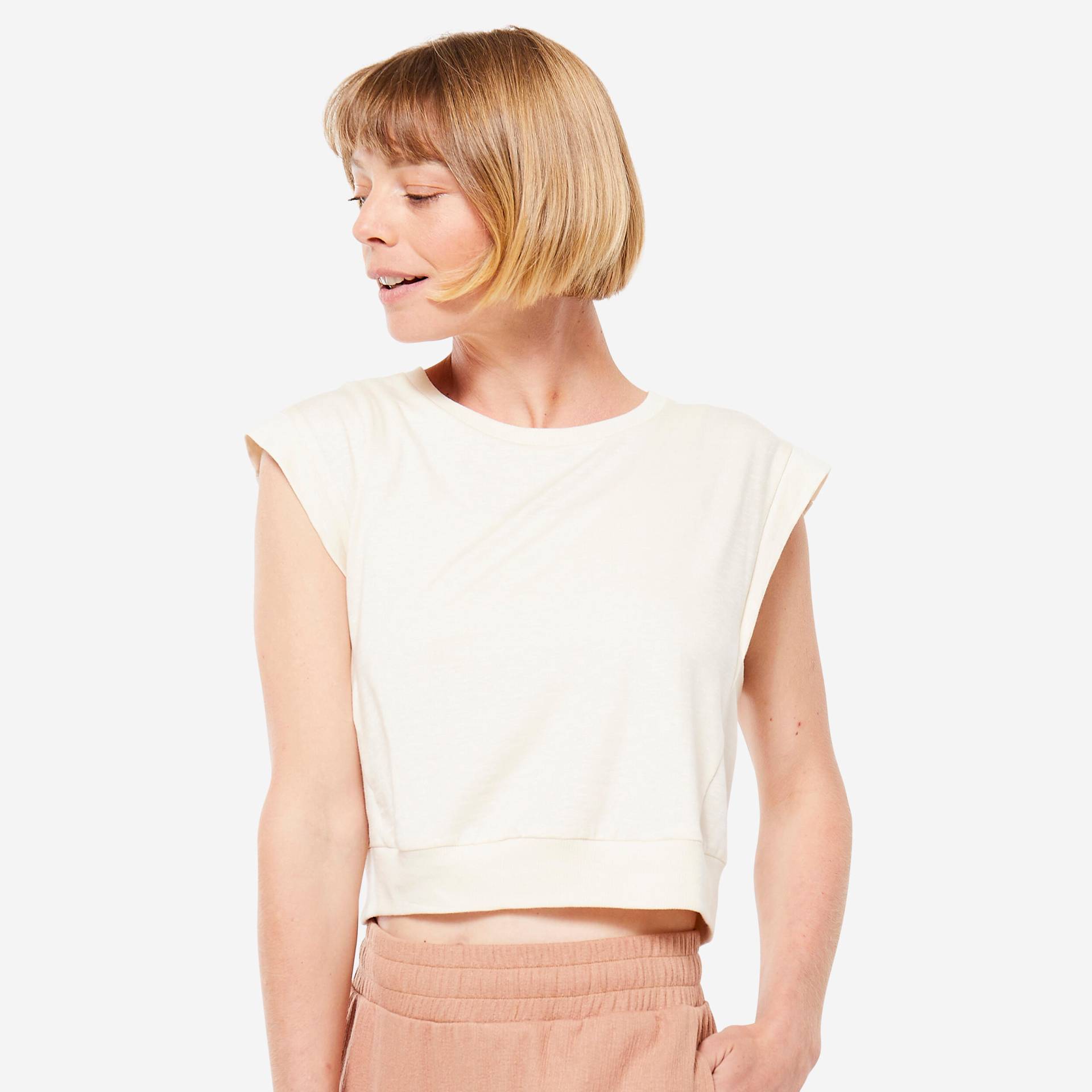 T-Shirt Crop Yoga Loose - beige von KIMJALY