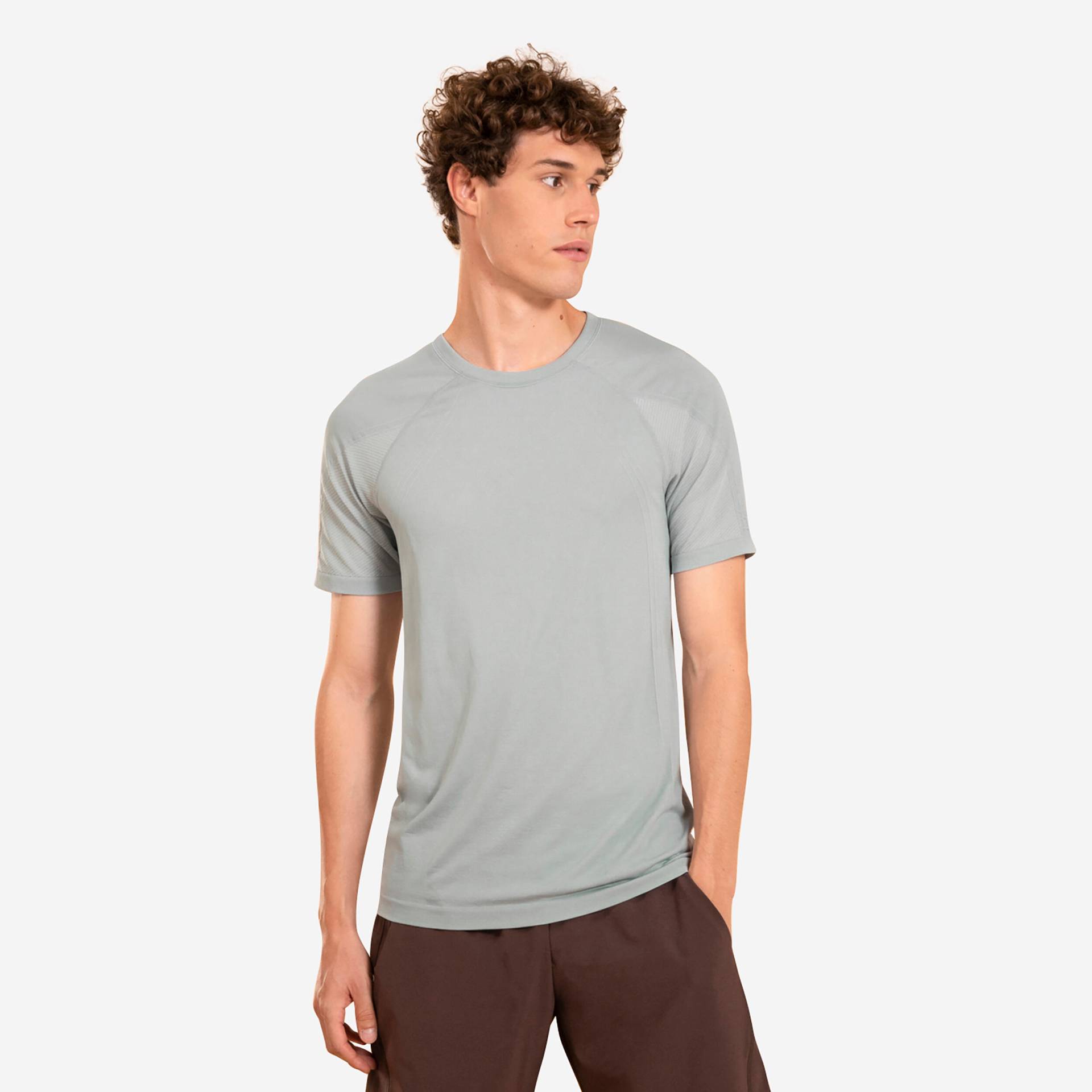 T-Shirt Herren Yoga nahtlos zweite Haut - hellgrau von KIMJALY