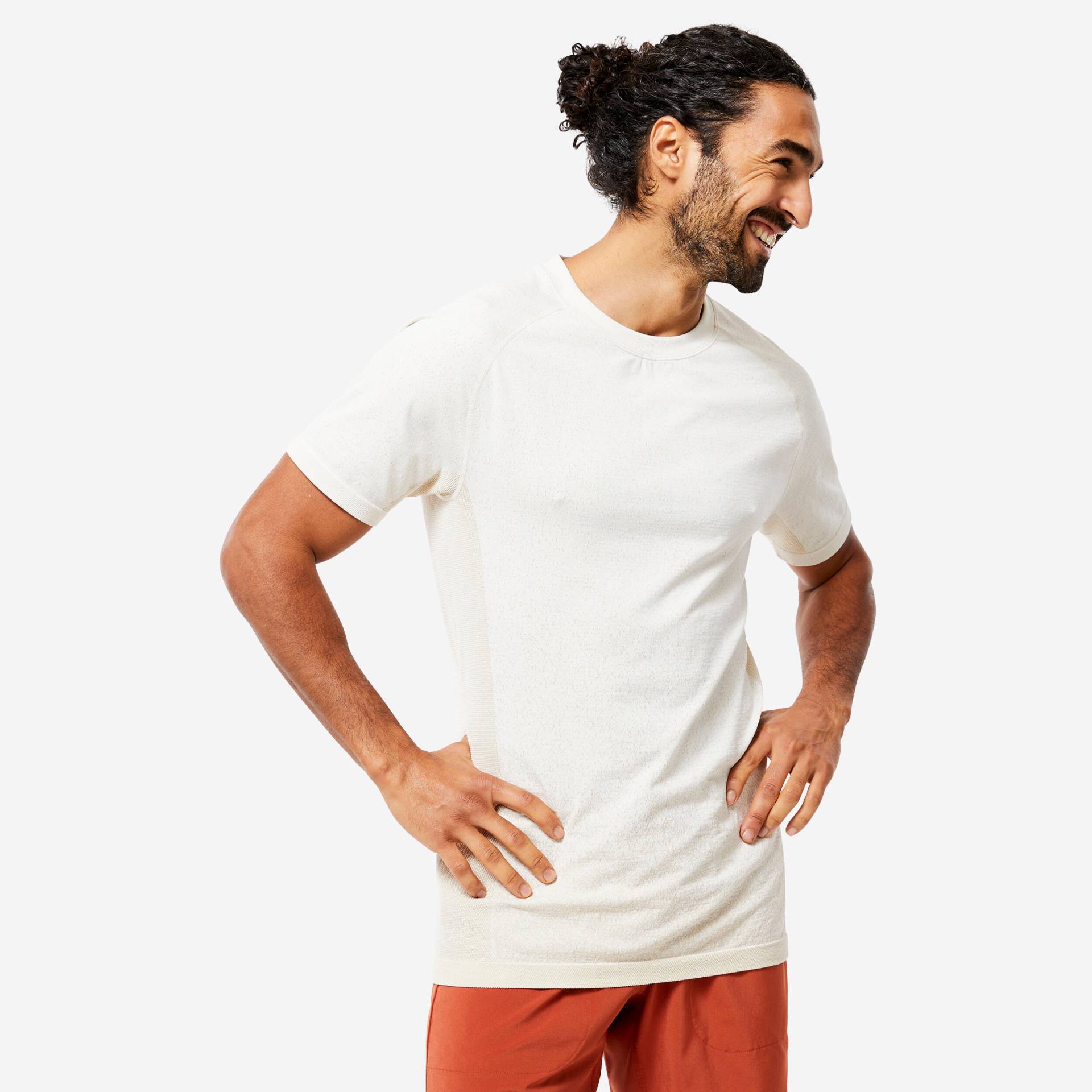 T-Shirt Herren dynamisches Yoga nahtlos - weiss von KIMJALY