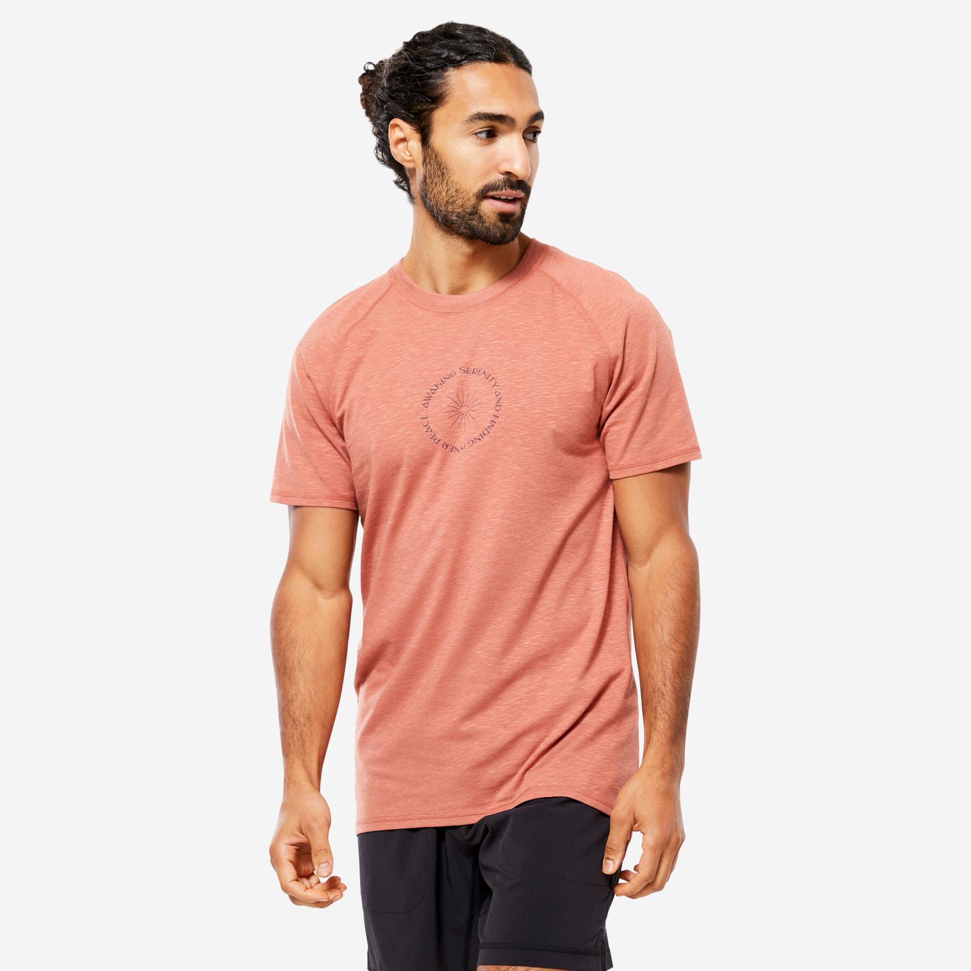 T-Shirt Herren natürliches Material sanftes Yoga - terrakotta von KIMJALY