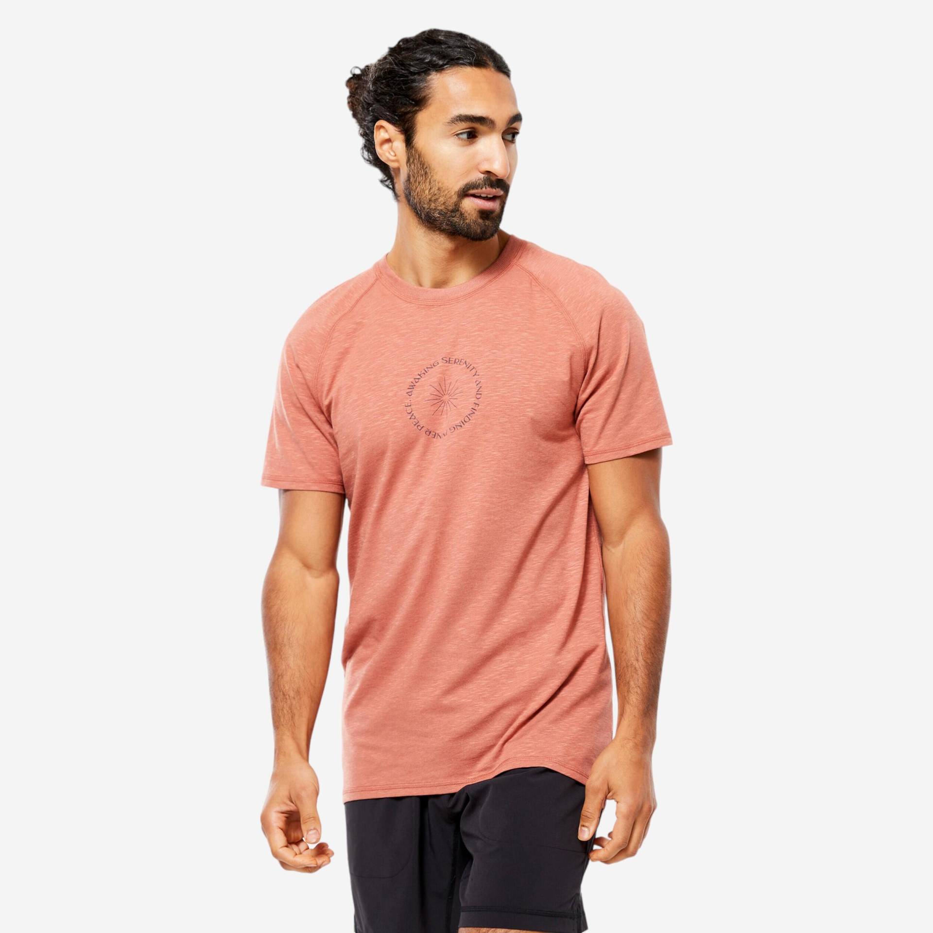 T-Shirt Herren natürliches Material sanftes Yoga - terrakotta von KIMJALY