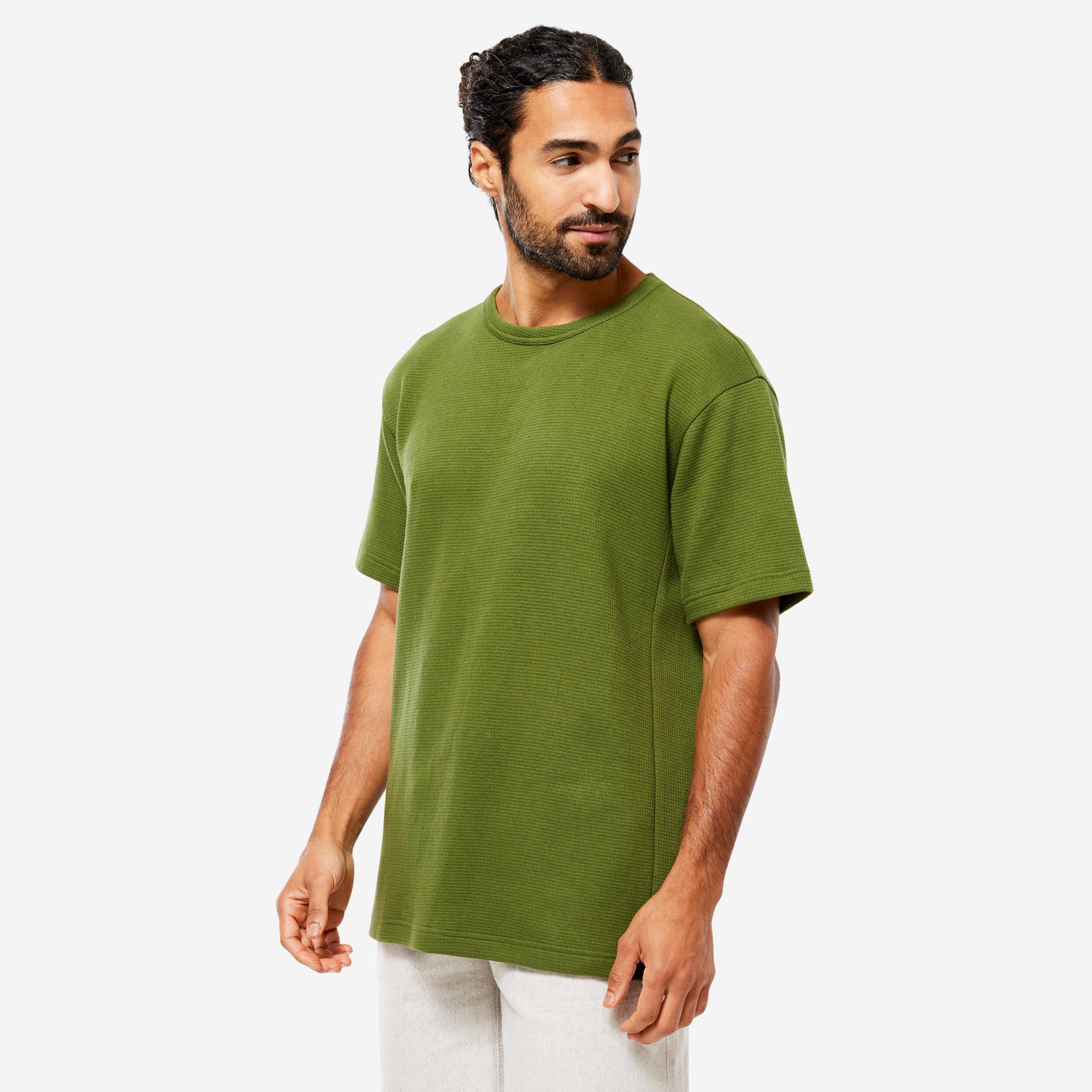 T-Shirt Yoga strukturiert Bio-Baumwolle Herren - grün von KIMJALY