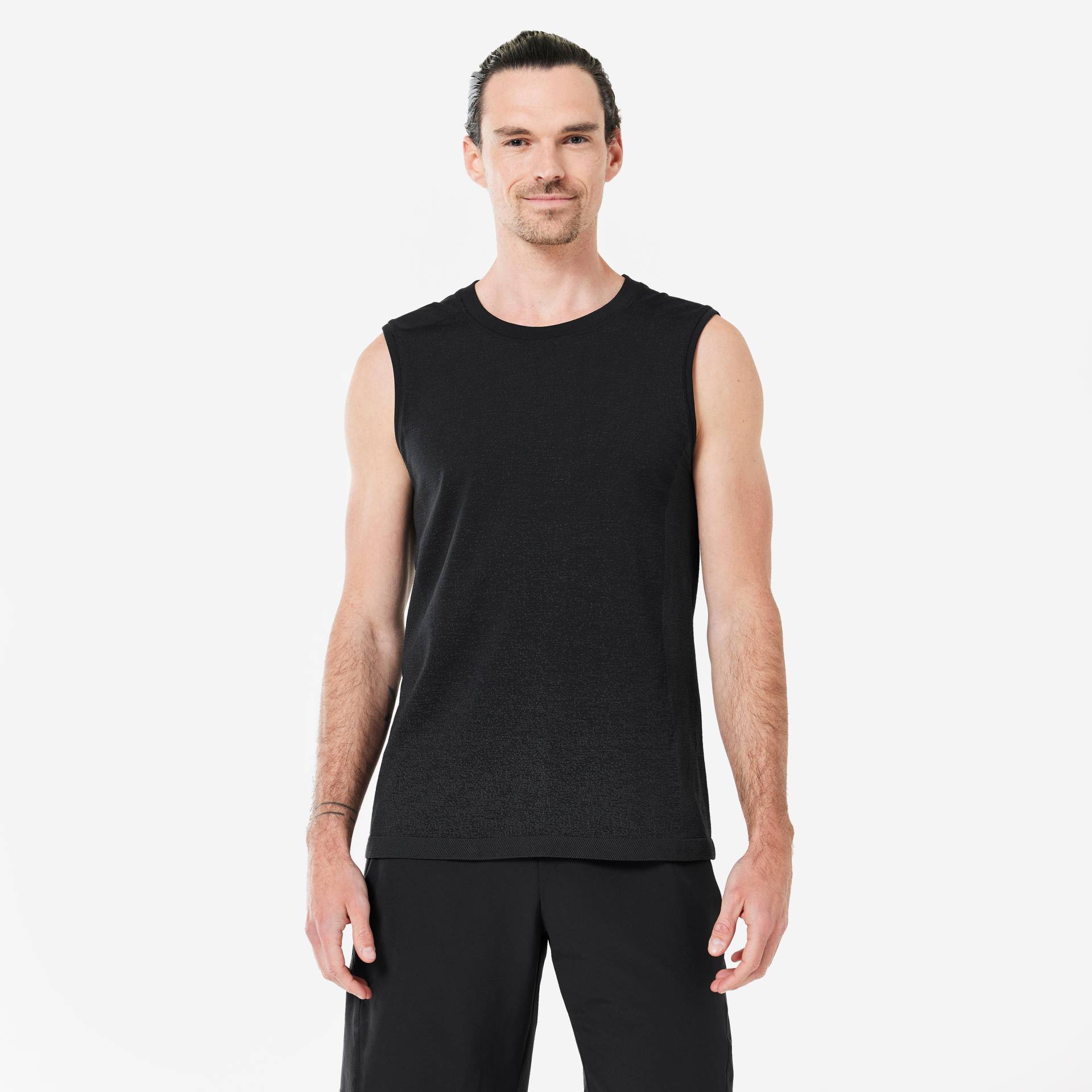 Tank Top Herren dynamisches Yoga nahtlos - schwarz von KIMJALY