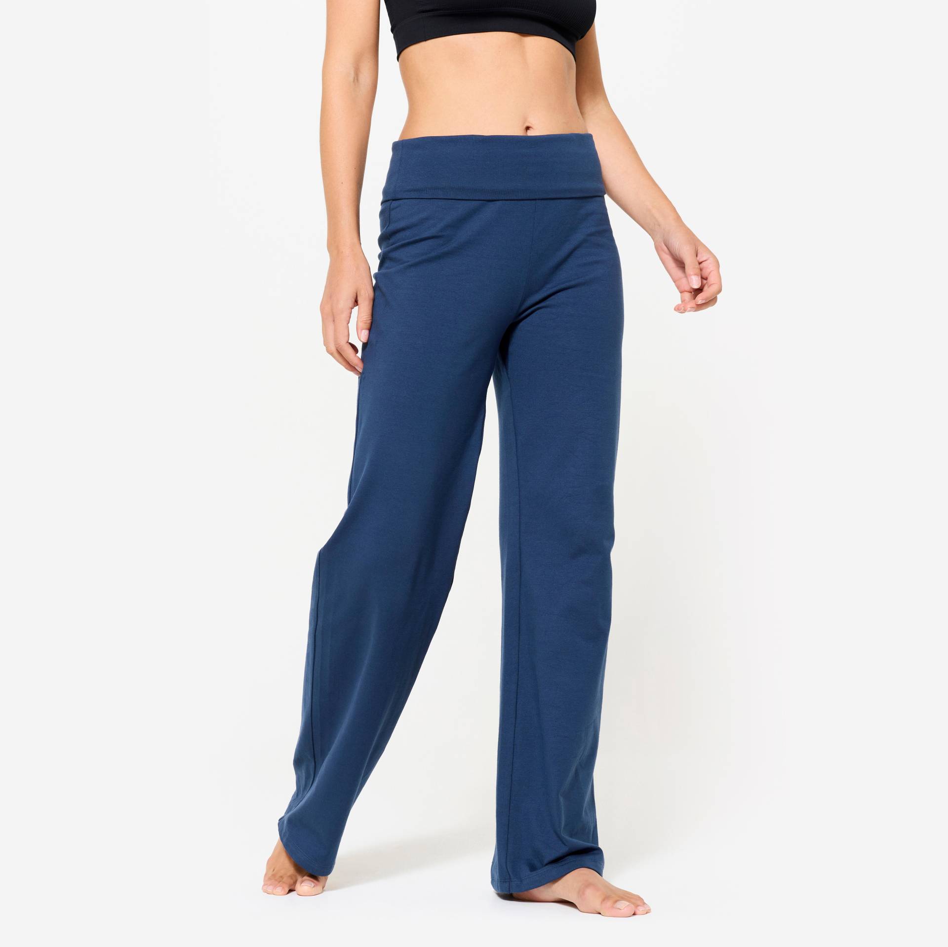 Yogahose Damen hoher Bund sanftes Yoga - marineblau von KIMJALY