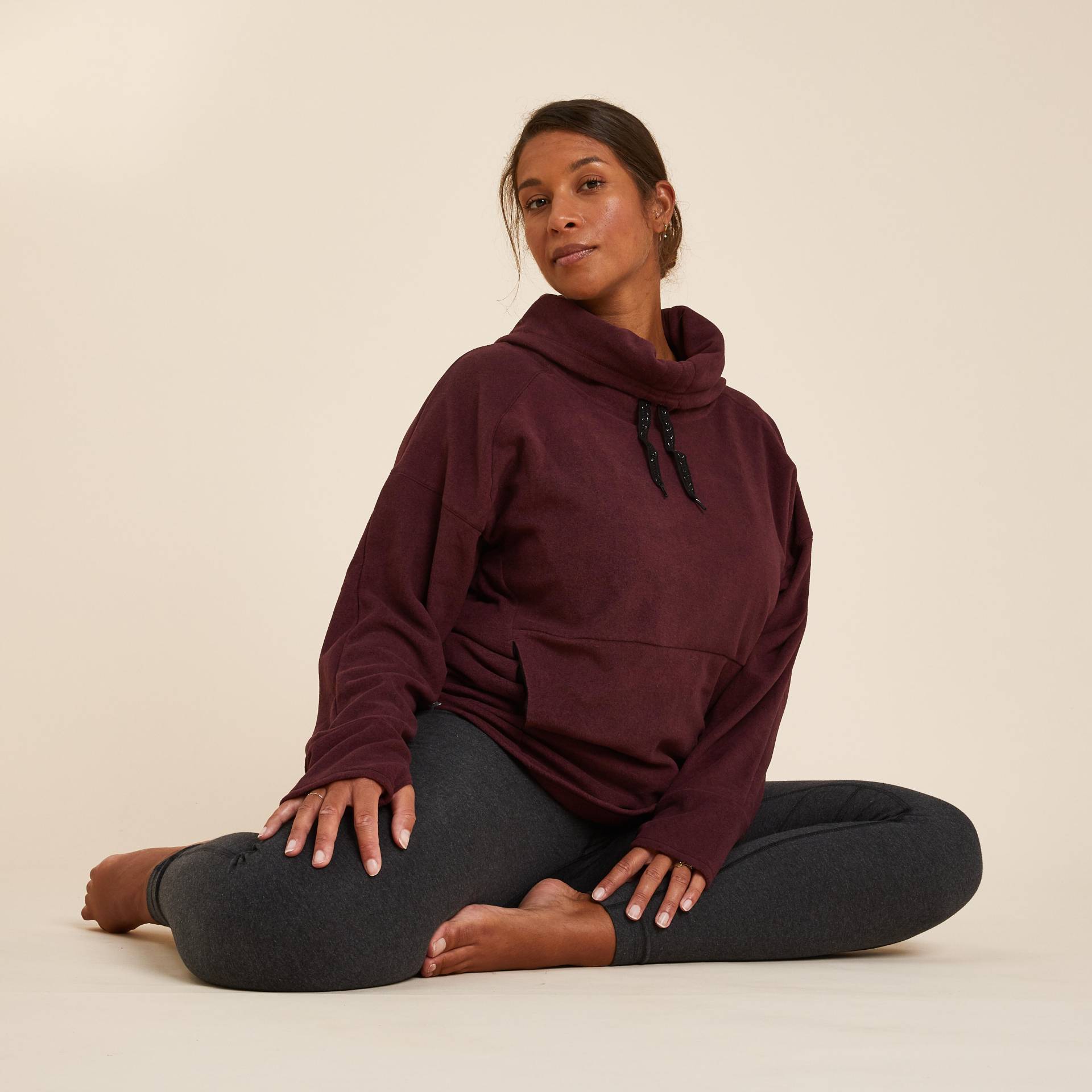 Yogasweatshirt Damen Fleece - bordeaux von KIMJALY