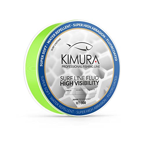 KIMURA Unisex – Erwachsene Surf Line High Visibility Angelschnur, grün neon, 0.14 von KIMURA